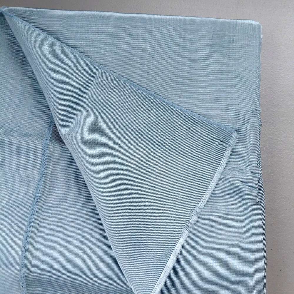 Vintage Fabric Blue Sheen Upholstery 5 Yards Luxury Editorial Coastal Decor